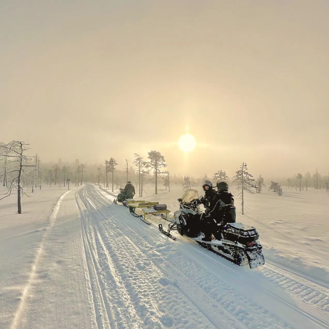 Frozen Trails 1-hour snowmobile ride at Lapland Winter Park Rovaniemi
